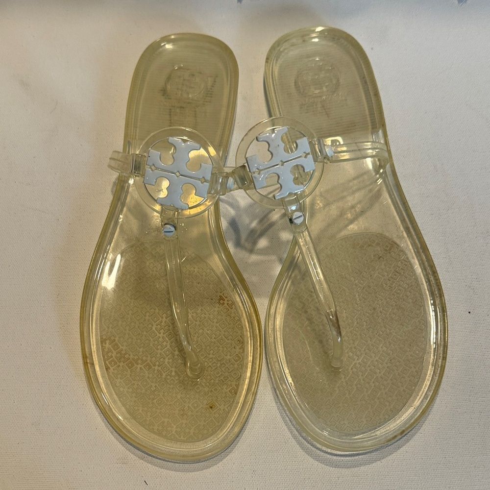 Tory Burch Clear Jelly Logo Thong Sandals